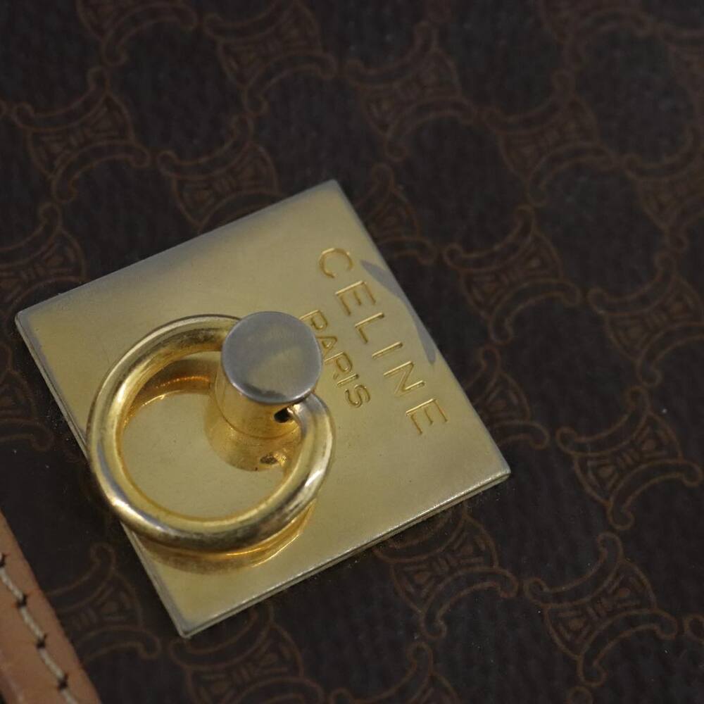 CELINE Macadam Canvas Backpack Pvc Leather Brown Gold - Picture 16 of 16